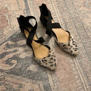 Leopard Print Women's Flats with Black Straps